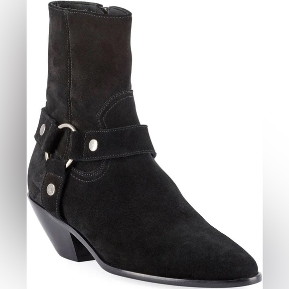 Saint Laurent Shoes - Saint Laurent “Blake” Black Suede Harness Ankle Boots Women’s EU 40 (US 9.5–10)